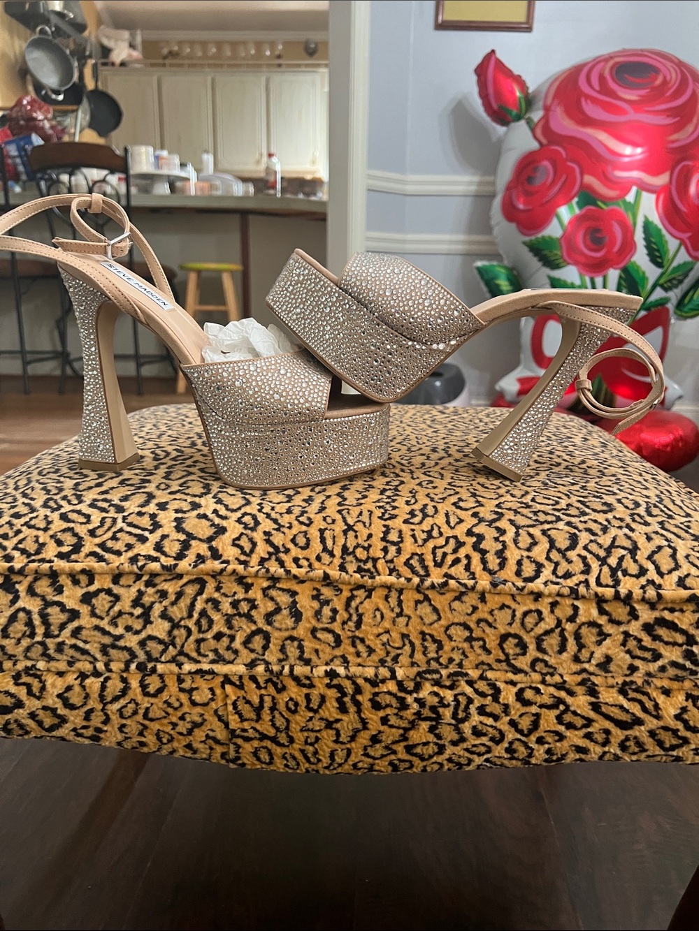 Steve Madden Champagne Rhinestone Platform Sandals